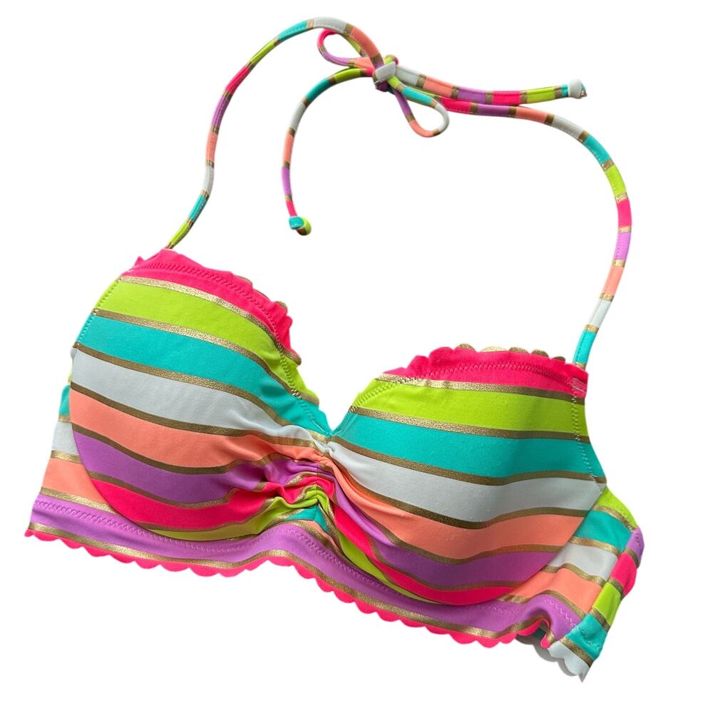 Victoria's Secret 2014 Rainbow Striped Bikini Top - 34C